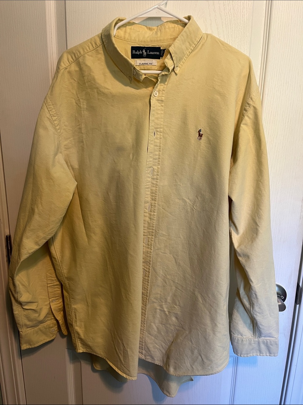 Ralph Lauren Men's Pale Yellow Button-Down Shirt